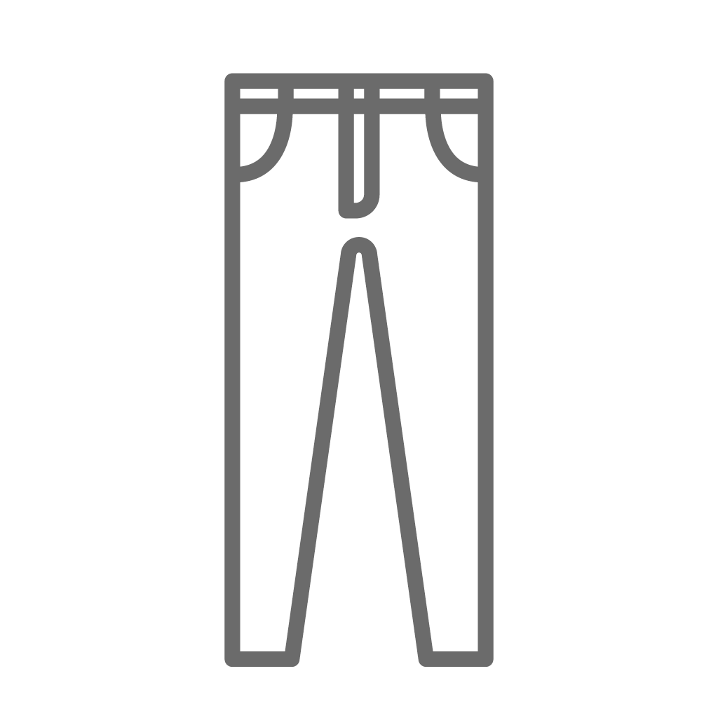 Icon eines Paares enganliegender Trainingshose oder Jogginghose in einer minimalistischen, grauen Linienzeichnung.